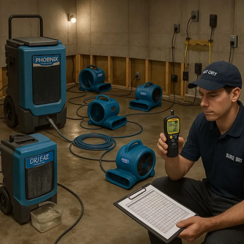 Structural Drying and Dehumidification process in Barton, WI